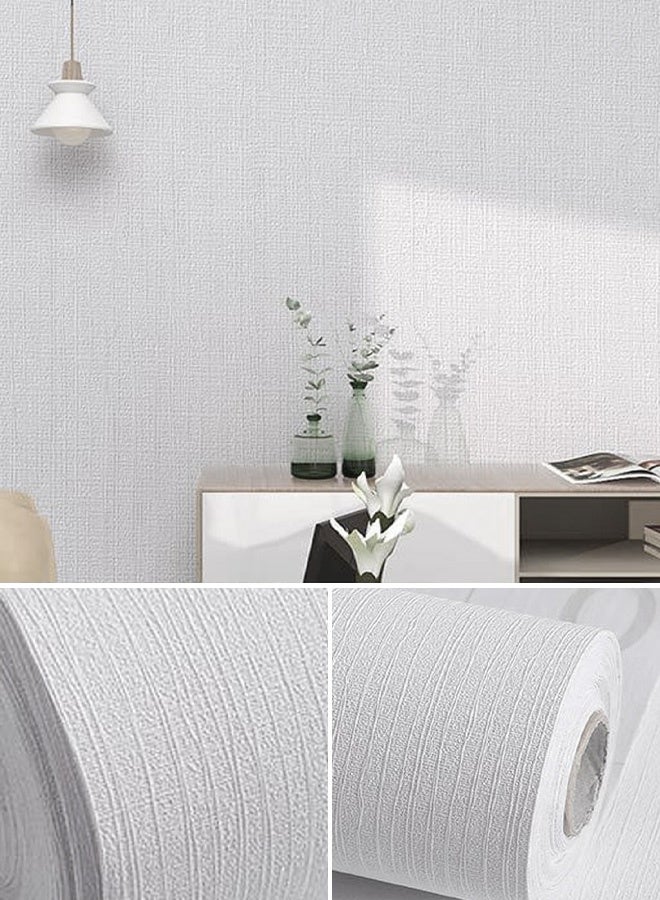 نوايوو ورق جدران بنقوش قماشية، ورق جدران ذاتي اللصق، ورق جدران قابل للإزالة ومقاوم للماء، ورق جدران للغرف، ورق جدران للخزائن والأثاث، ورق جدران مزخرف (أبيض) - Image 1